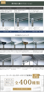 スーパーエレクターシェルフ 幅182.1x奥行61.3cmx高さ219.7cm Pポール